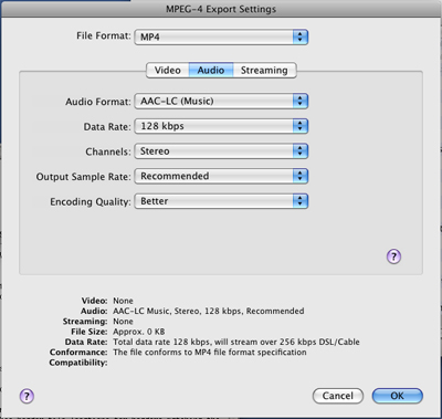 PcP Encodings - MPEG-4 Audio High - Video Settings